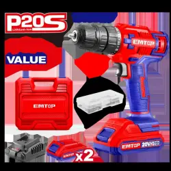 Emtop ECDL620012 | Cordless Screwdriver 20V 2x1.5Ah Batteries