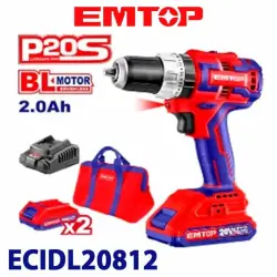 Emtop ECIDL20812 | Cordless Screwdriver 20V with Carry Bag
