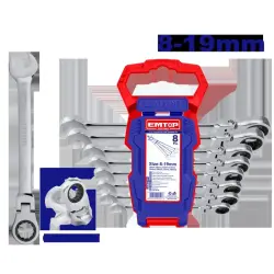 Emtop ECSS10803 | Treshotkaly Açar Toplumy 8 sany 8-19mm 180° Kelle