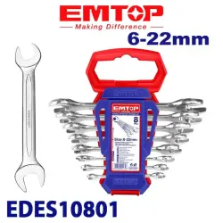 Emtop EDES10801 | Combination Spanner Set 8pcs 6-22mm