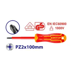 Emtop ESDRJPZ2100 | Izolýasiýaly Pozidriv Tornawidka 1000V Cr-V PZ2*100mm
