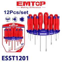 Emtop ESST1201 | Screwdriver Set 12 pcs Chrome Vanadium