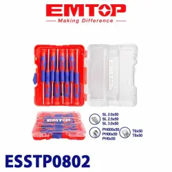 Emtop ESSTP0802 | Screwdriver Set 8 pcs Ergonomic Handles