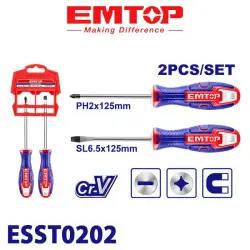 Emtop ESST0202 | Screwdriver Set Cr-V Steel 125mm 2pcs