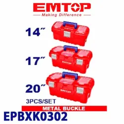 Emtop EPBXK0302 | Tool Box Set 3 pcs Durable Plastic