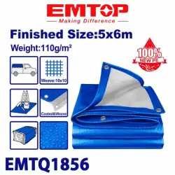Emtop EMTQ1856 | Construction Tarpaulin 5x6m Heavy-Duty Polyethylene