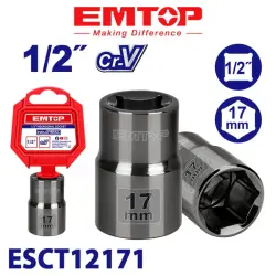 Emtop ESCT12171 | 1/2" Socket 17mm Chrome Vanadium