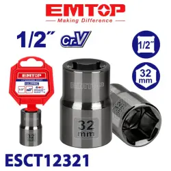 Emtop ESCT12321 | Головка 1/2" 32мм хром-ванадий