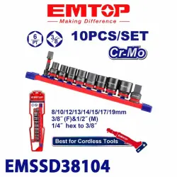 Emtop EMSSD38104 | Набор головок 3/8" 10 шт.