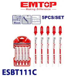 Emtop ESBT111C | Пилка для лобзика по дереву 74 мм 8TPI 5 шт.