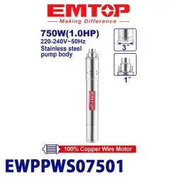 Emtop EWPPWS07501 | Deep Well Pump 3 Inch 33L/min