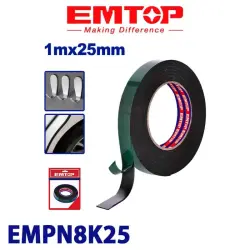 Emtop EMPN8K25 | Двусторонний скотч 1м x 25мм Черный
