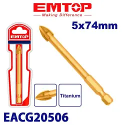 Emtop EACG20506 | Сверло по стеклу титановое 5x74 мм