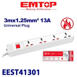 Emtop EEST41301 | Удлинитель 3м Надежное Электропитание