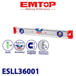 Emtop ESLL36001 | Магнитный уровень 60 см никель 3 колбы