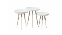 IKARUS 3200024816 | Round Nesting Table Set of 3 White