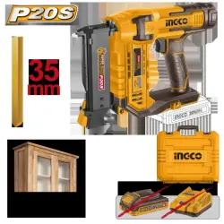 Ingco CBNLI3603 20V Li-Ion Cordless Pneumatic Nail Gun 35mm (Bare Tool)