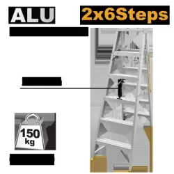 INGCO HLAD01061 Double-Sided Ladder 2x6-steps 145cm for Business Use