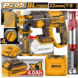 Ingco 2-Piece Cordless Tool Set 20V Rotary Hammer + 11.1V Blender