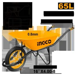 Ingco Heavy-Duty Wheelbarrow 130kg 0.8mm with Wheel (Model HHWB64008-1D)