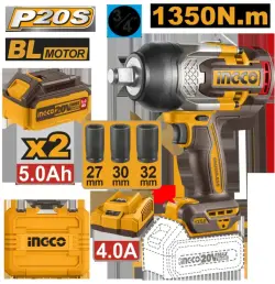 Ingco Simsiz Zarba Açary 1350Nm 5,0Ah 2 Akkumulyator CIWLI20135