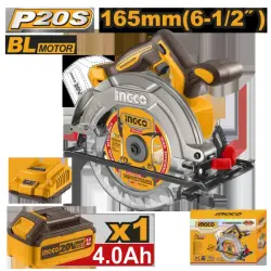 Ingco CSLI16521 20V Cordless Circular Saw 165mm 4.0Ah with Battery