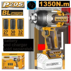 Ingco CIWLI201351 Cordless Impact Wrench 1350Nm for Industrial Use