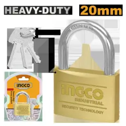 Ingco Heavy-Duty Brass Padlock 20mm DBPL0202 for Business Security
