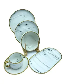 MLD MLD513-26 | Ak Mermer Nahar Toplumy 32 bölek, 6 adam üçin