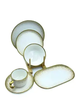 MLD MLD513-28 | Dinner Set 32 pcs for 6 Persons White-Grey-Gold