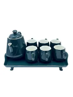 EQ EQ991-A137 | Tea Set 6 Cups with Glass Tray