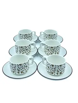 MLD MLD513-19 | Tea-Coffee Cup & Saucer Set White-Brown Porcelain
