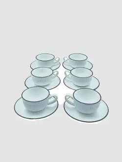 MLD MLD513-21 | Ak keramika çaý-kofe käse we tabak toplumy