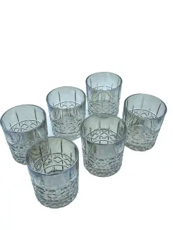 WZ-7 7319DOF-SK | Low Glass Set Light Brown Diamond Pattern 6pcs